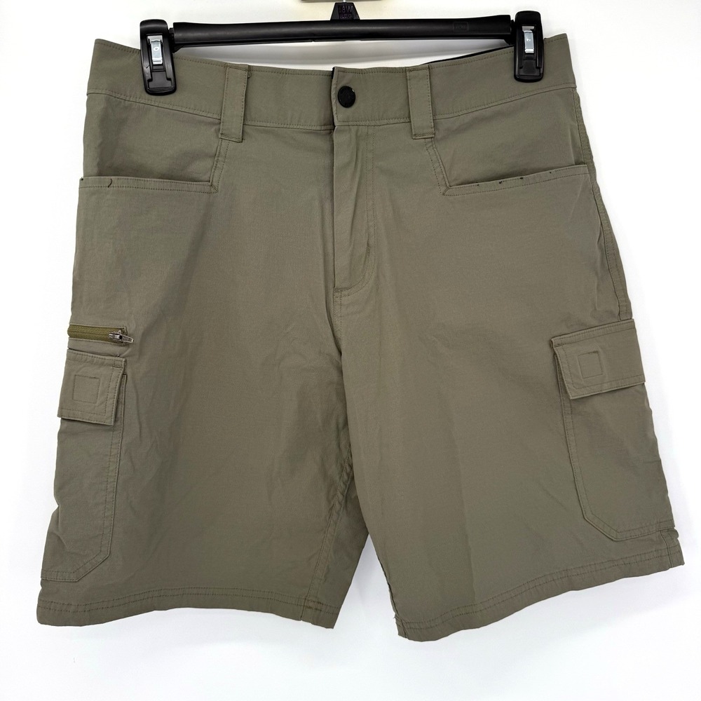 Orvis Tech Cargo Short Mens 32 Olive Green Stretch Hiking Fishing Utility Pocket